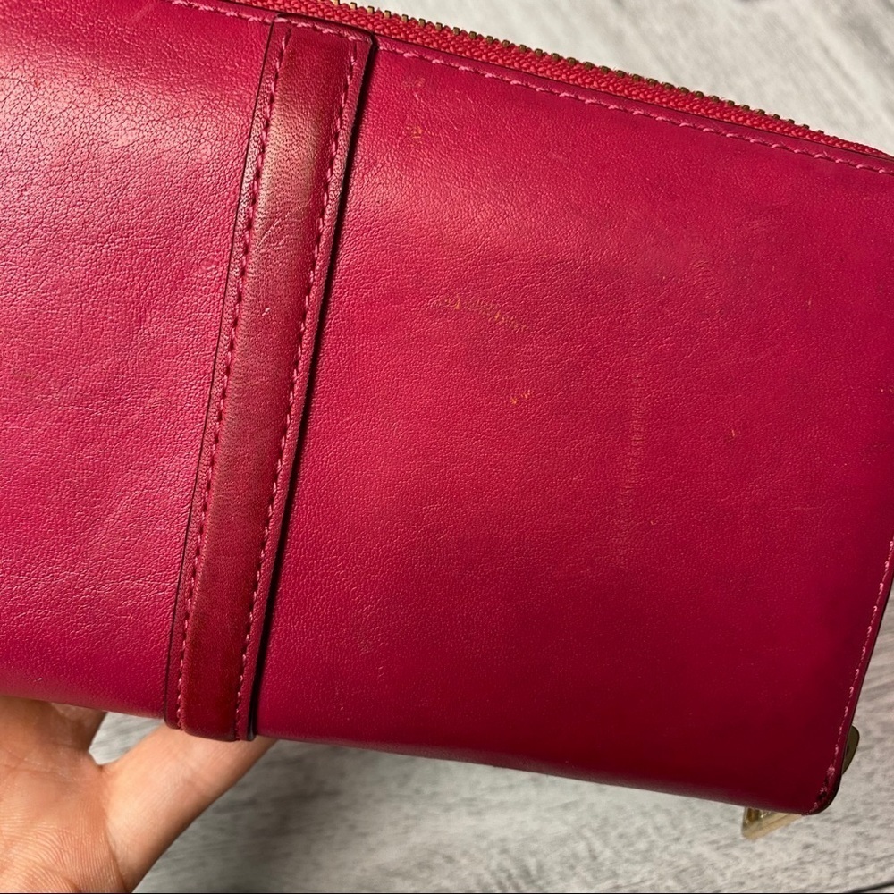 Rebecca Minkoff | Pink Leather Buckle Zip Wallet - Picture 3 of 10